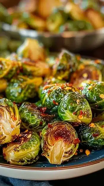 Crispy Air Fryer Brussels sprouts ready to serve