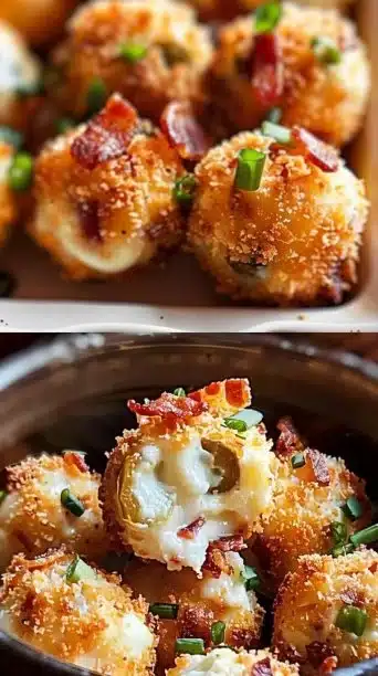 Delicious Bacon Jalapeño Popper Cheese Balls served on a platter for a party.