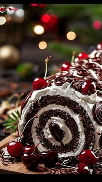 Elegant Black Forest Cake Roll: Chocolate Cherry Dream Swirl
