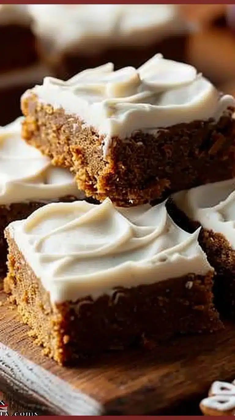 Chewy gingerbread bars with spices, perfect for festive celebrations