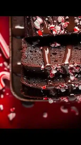 Delicious Chocolate Peppermint Loaf topped with Candy Cane Crunch