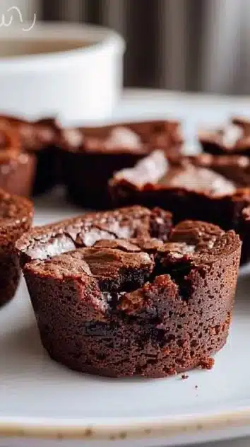 Delicious and healthy chocolate protein brownies on a white plate