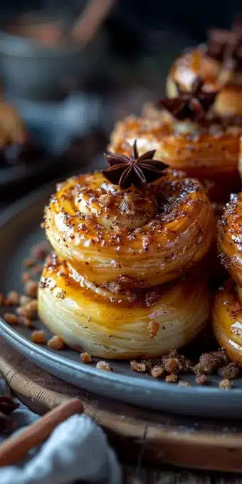 Freshly baked Cinnamon Crunch Knots on a plate, sprinkled with cinnamon sugar