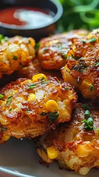 Crispy crab and corn fritters on a plate, perfect Southern seafood appetizer