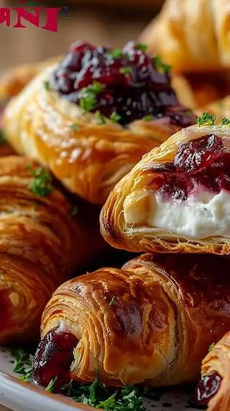 Cranberry Cream Cheese Crescent Bites on a platter for holiday entertaining