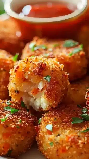 Crispy cheese jalapeno balls served on a plate for a delicious appetizer.
