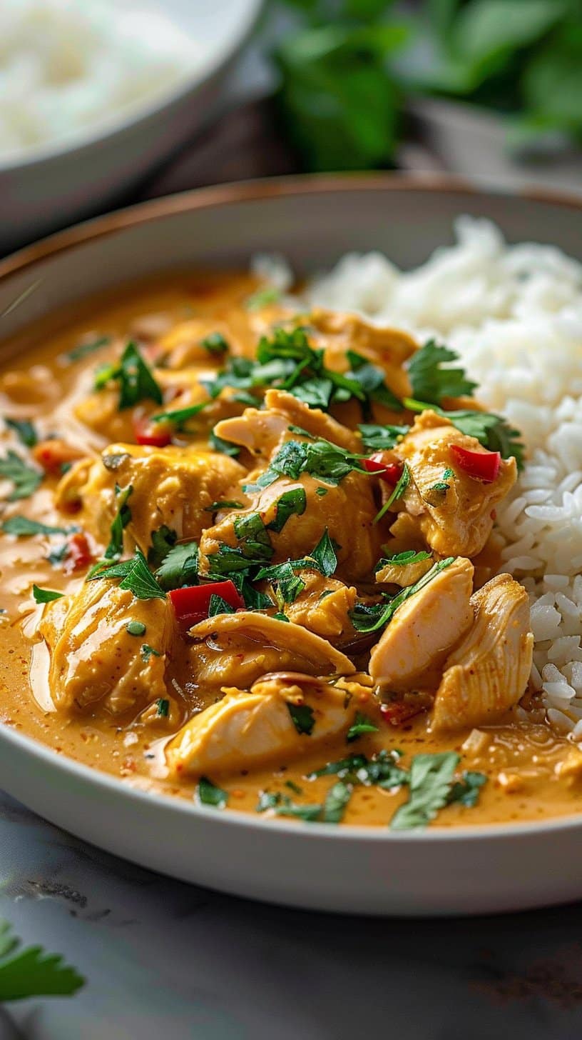 Slow Cooker Basil Chicken In Coconut Curry Sauce
