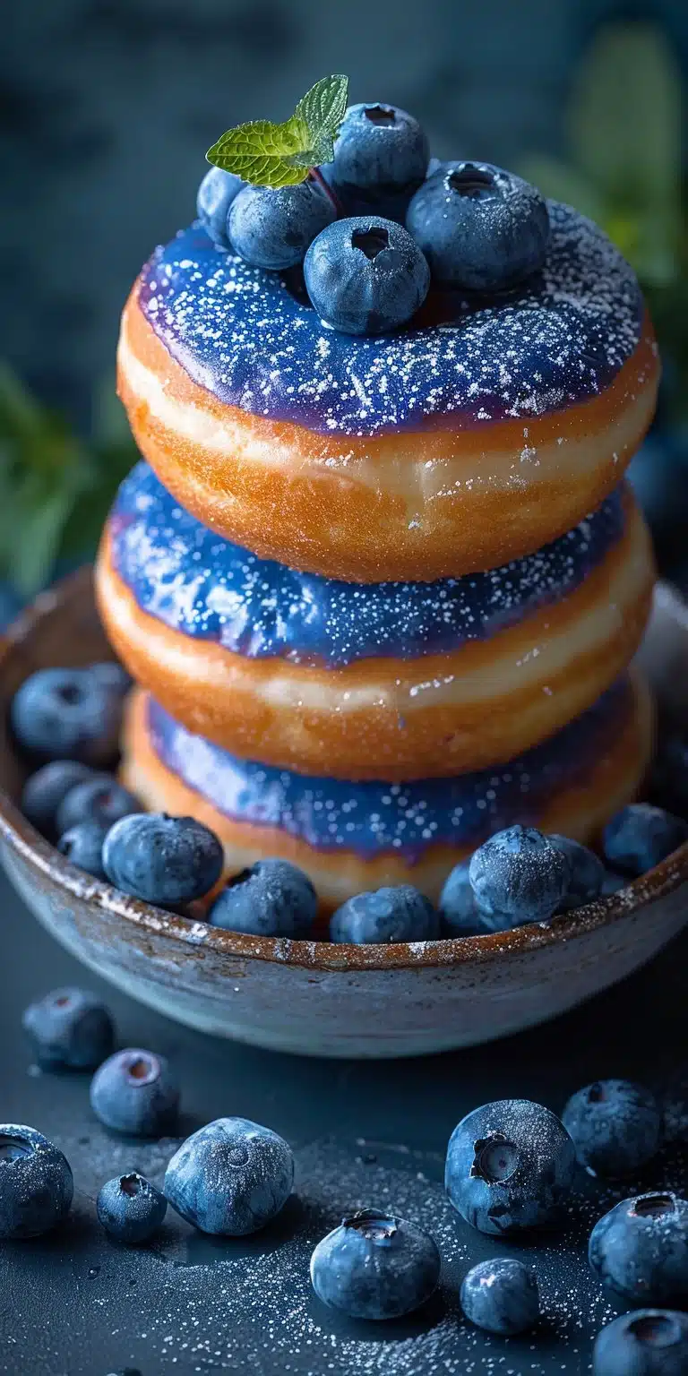 Delicious vegan blueberry donuts freshly baked and ready to enjoy