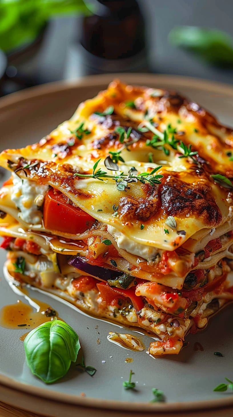 Layered Mediterranean Vegetable Lasagna With Creamy Ricotta