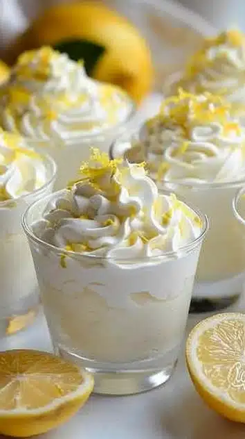 Delicious easy cottage cheese lemon mousse in a bowl, topped with fresh lemon zest.