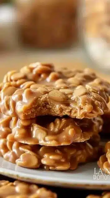 Easy no bake peanut butter cookies ready to be enjoyed