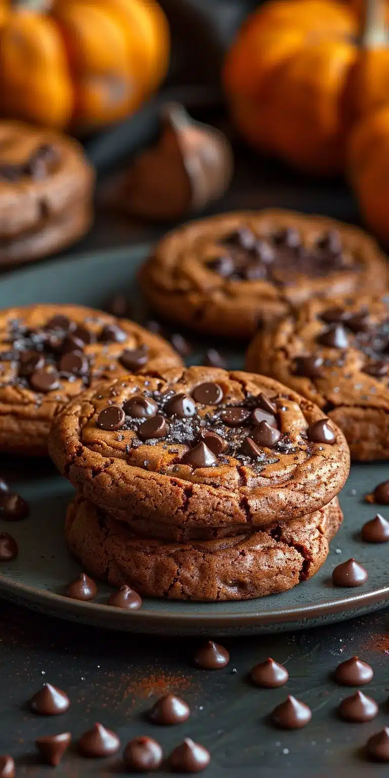 Fudgy pumpkin brownies topped with chocolate ganache and pumpkin seeds