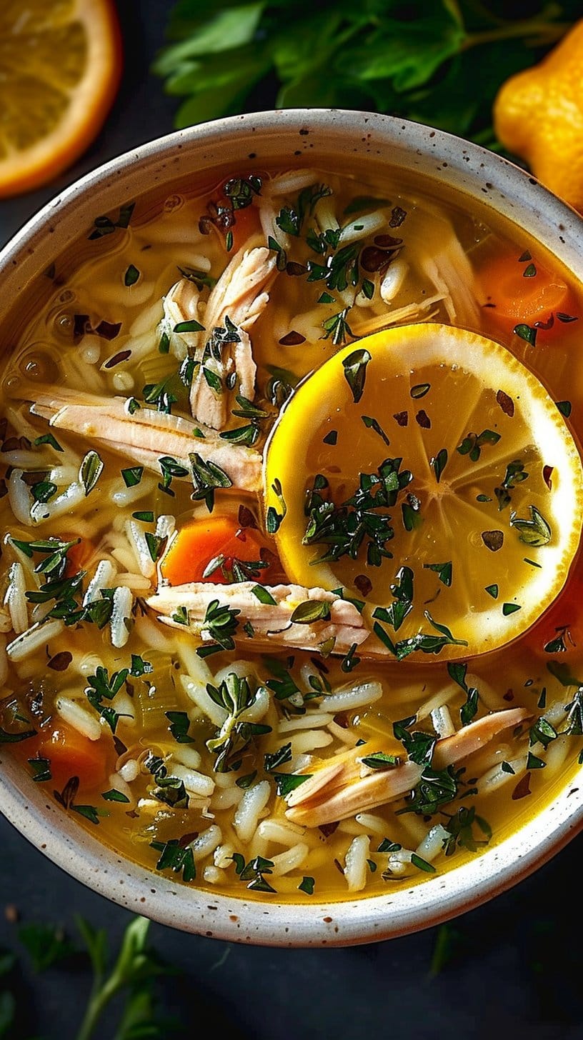 Lemon Ginger Turmeric Chicken And Rice Soup