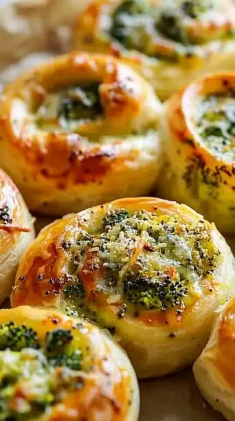 Garlic Butter Broccoli Rolls with melted garlic butter and fresh broccoli