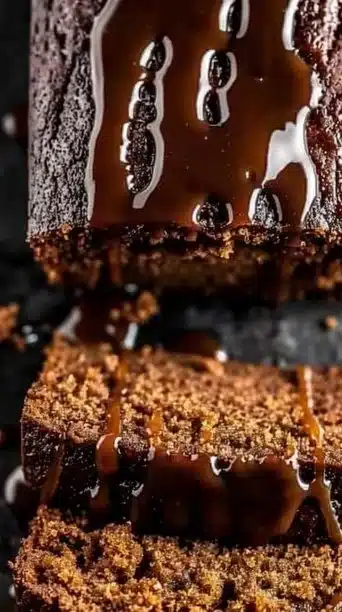 Delicious homemade gingerbread loaf with spices and glaze.