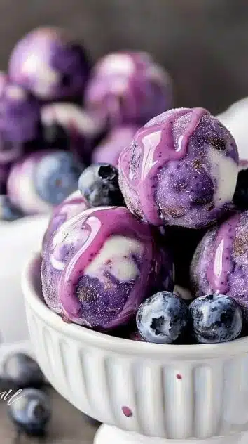 Guilt-Free Blueberry Cheesecake Protein Bites in a bowl