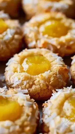 Delicious Hawaiian Pineapple Coconut Thumbprint Cookies on a plate