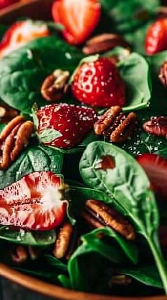 Spinach, Strawberry, and Pecan Salad with Holiday Flair
