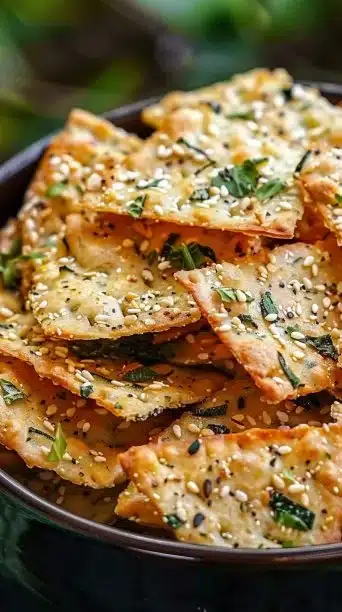 Healthy zucchini herb crackers made with fresh ingredients for a nutritious snack.