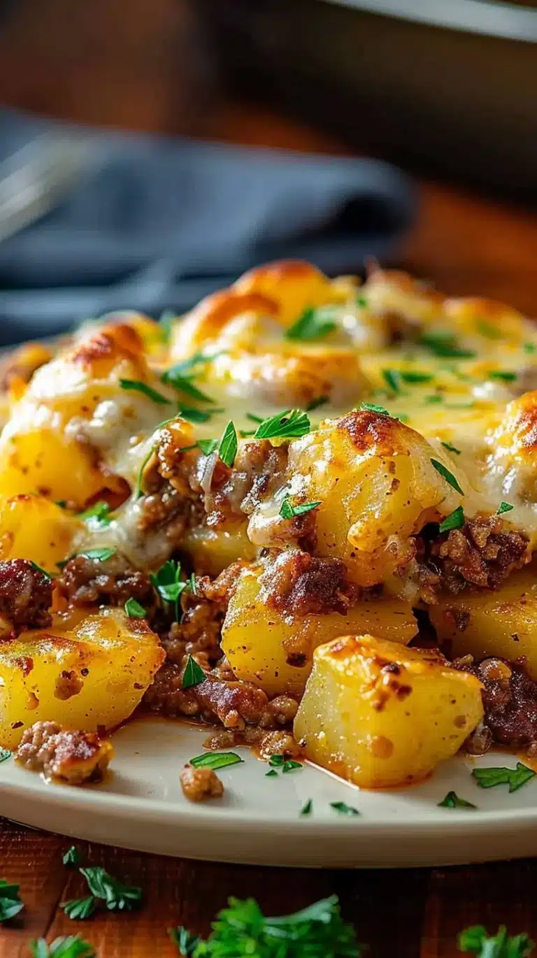 Delicious Hobo Casserole with ground beef and vegetables