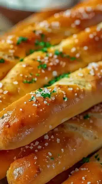 Homemade Olive Garden breadsticks fresh out of the oven, warm and buttery.