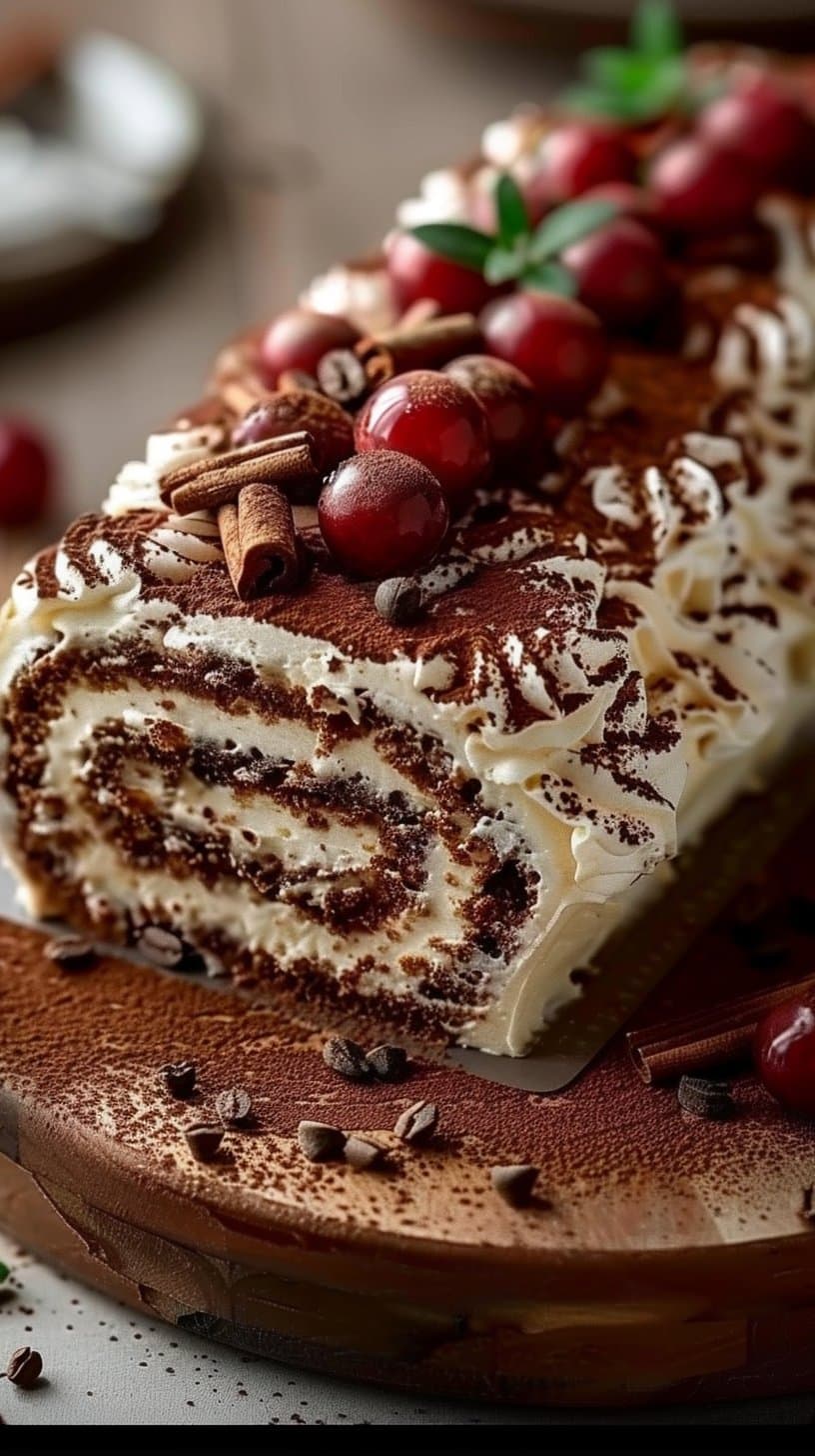 Gourmet Tiramisu Yule Log Cake
