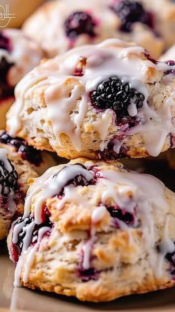Earl Grey Blackberry Scones With Lemon Glaze