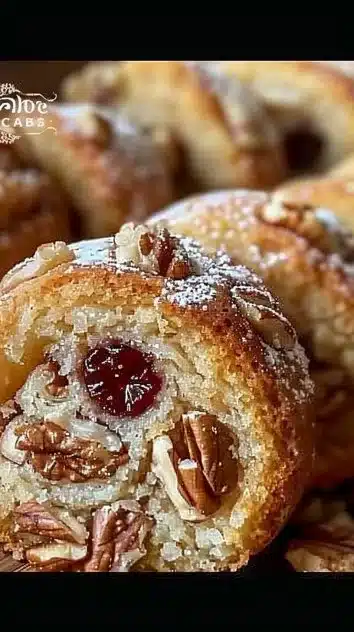 Delicious Italian Nut Roll Cookies displayed on a festive plate.