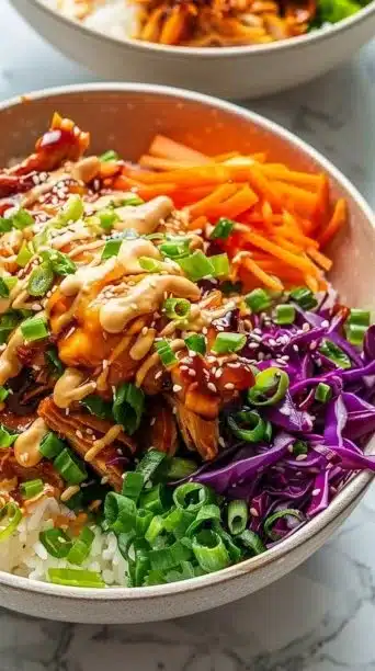 Delicious Korean BBQ Chicken Bowls with Gochujang Cream Sauce