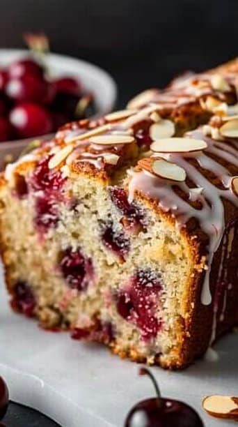 Almond Cherry Loaf with Vanilla Bean Glaze