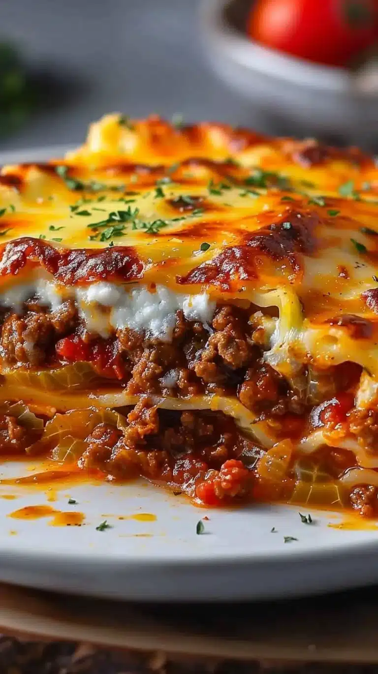 Delicious low carb unstuffed cabbage casserole served in a bowl