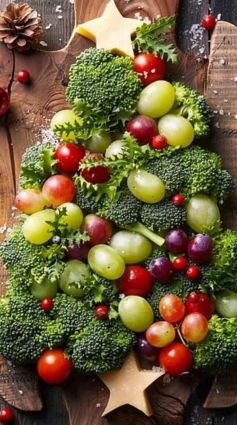 Broccoli Christmas Tree Salad with Grapes