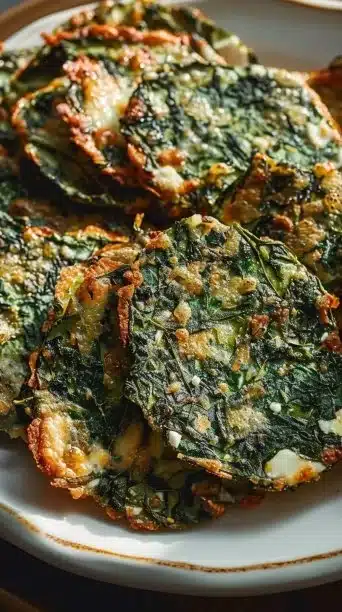 Mediterranean Spinach and Feta Cheese Crisps served on a plate