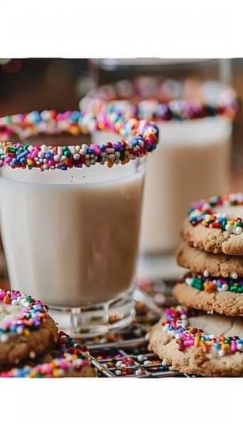 Holiday Cookie Dunking Milk with Sprinkle Rims