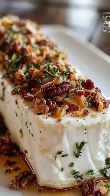 Million Dollar Beef Bacon Goat Cheese Appetizer Log served on a platter