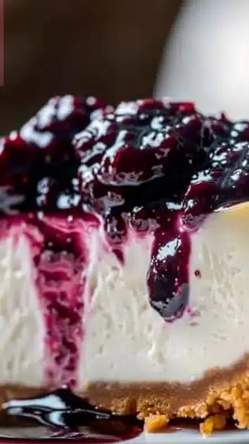 Delicious Mulberry Earl Grey Cheesecake topped with fresh mulberries