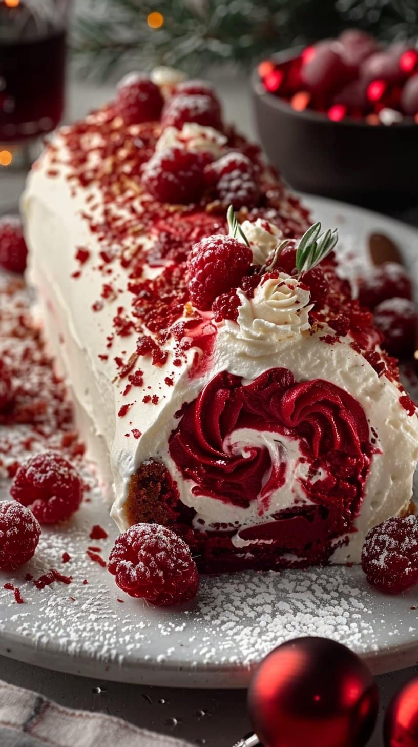 Red Velvet Yule Log