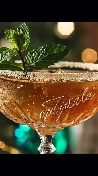 Old Cuban cocktail featuring rum, champagne, and fresh mint leaves in a glass