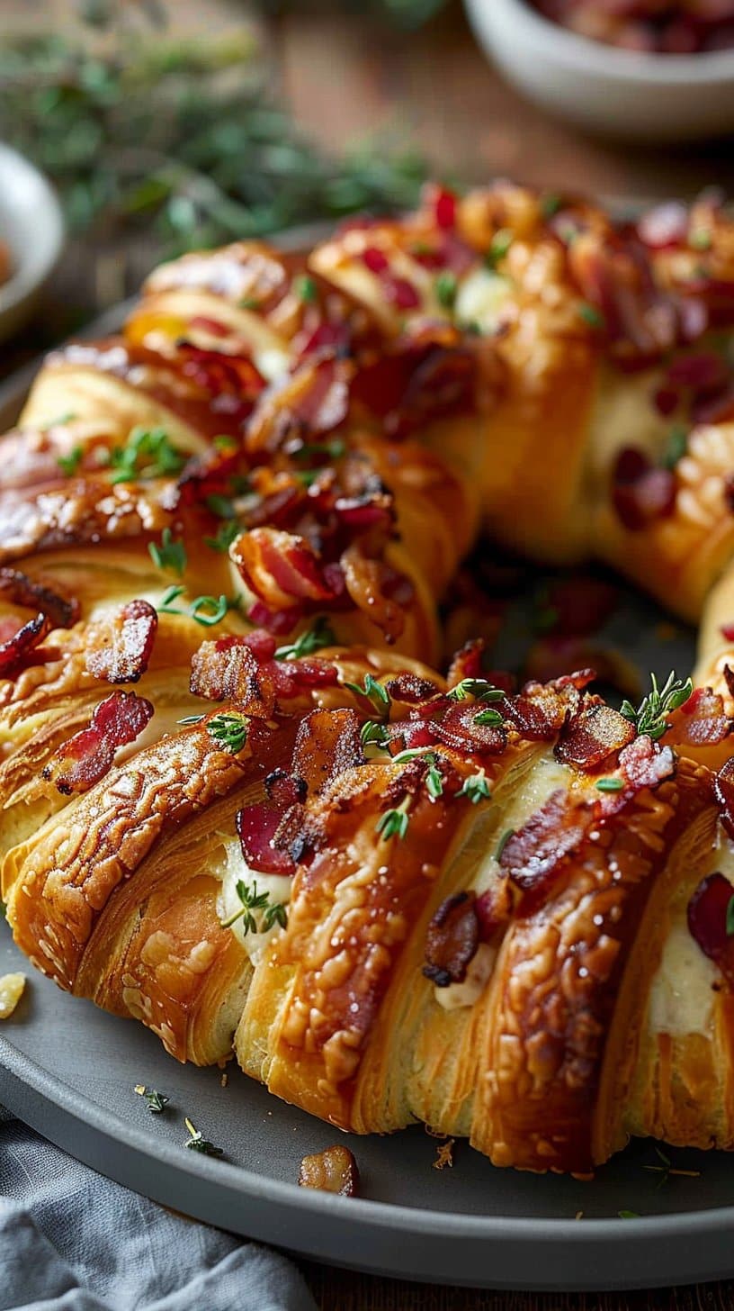 Beef Bacon Brie Crescent Wreath