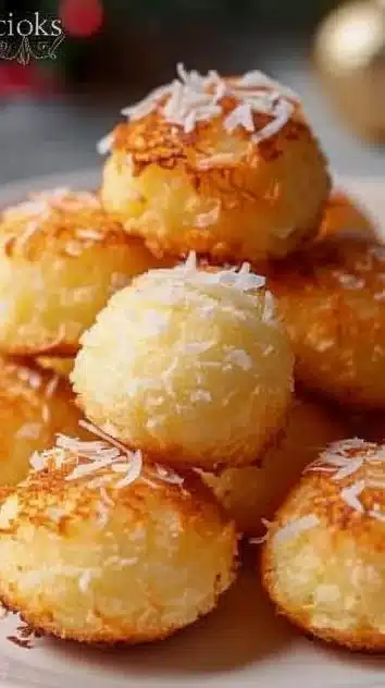 Delicious Portuguese Coconut Cakes served on a vintage plate