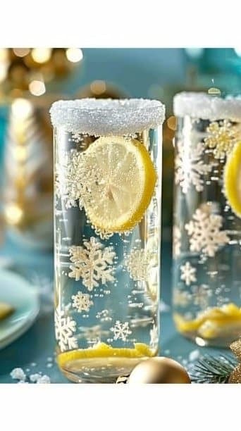 Snow Globe Sparkling Lemonade with Gummy Snowflakes