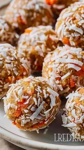 Raw vegan carrot cake bites made with fresh ingredients and spices.