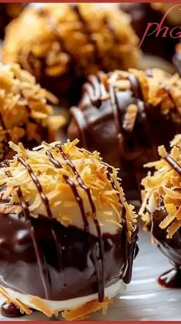 Delicious Samoa Truffles showcasing a blend of chocolate and coconut flavors.