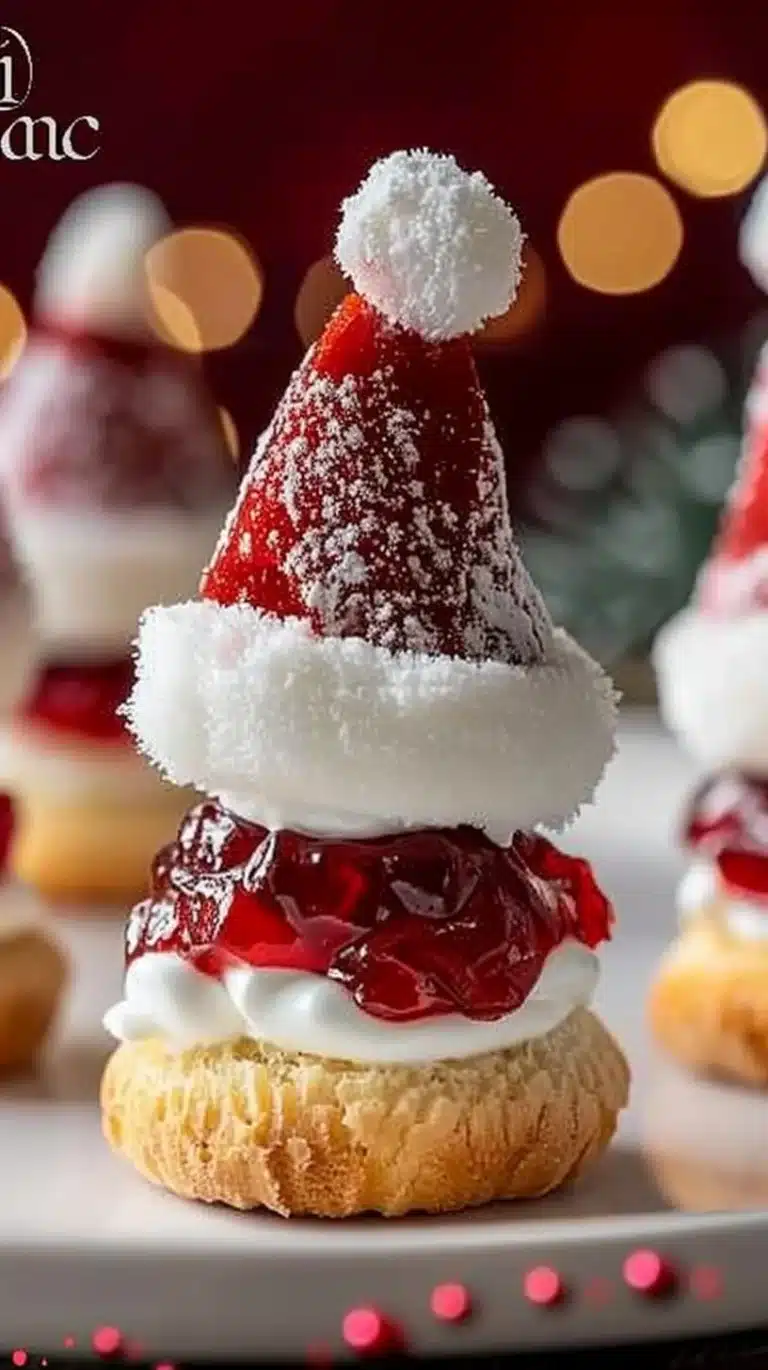 Festive Santa Hat Yogurt Cake Sliders for a holiday dessert display