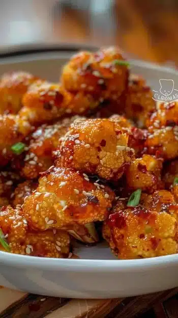Crispy Spicy Honey Cauliflower Bites served as an appetizer