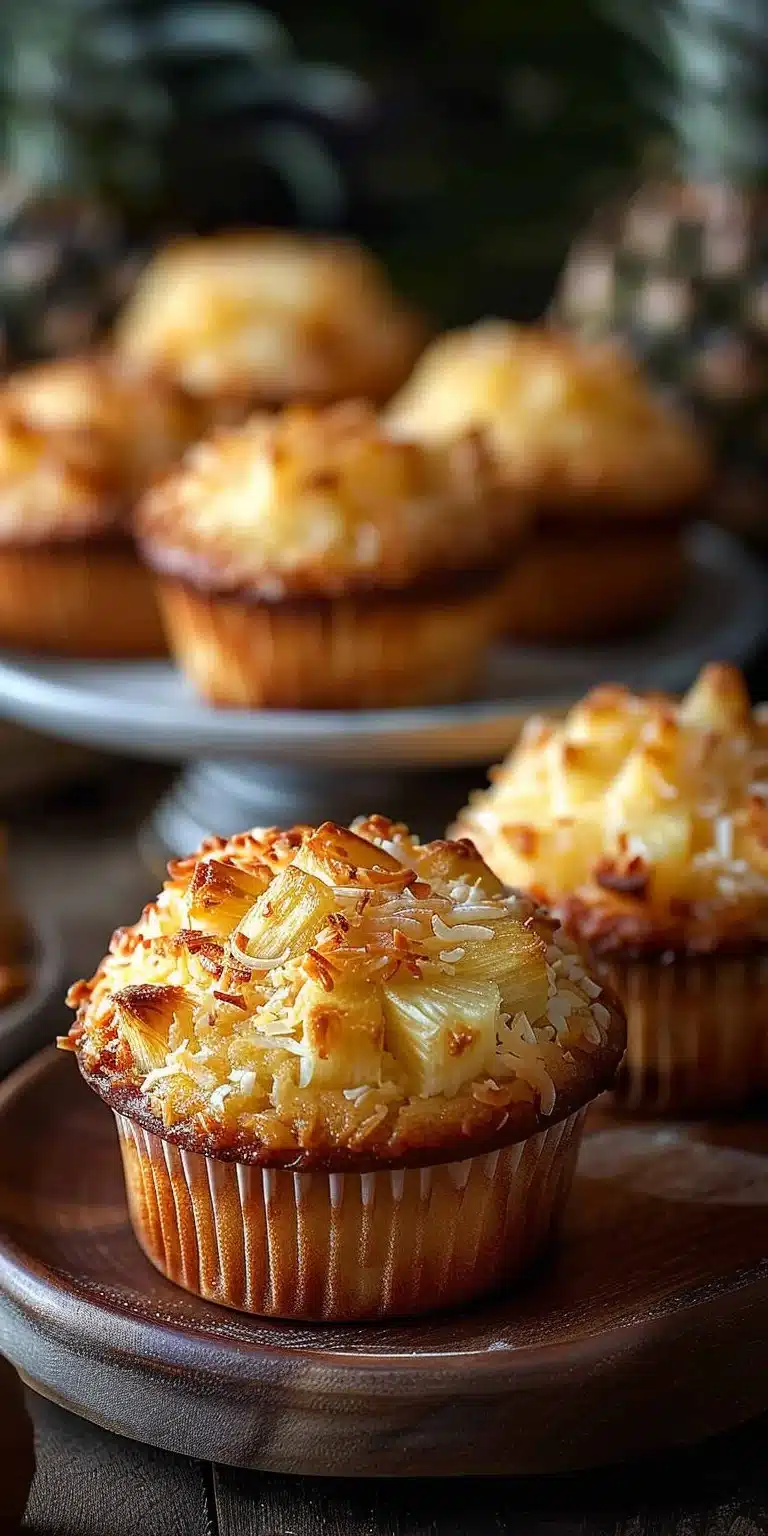 Cottage cheese pineapple coconut muffins on a plate