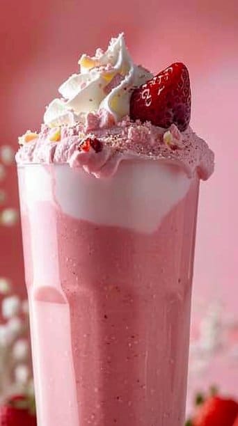 Santa's Strawberry Milk with Whipped Cream Hats