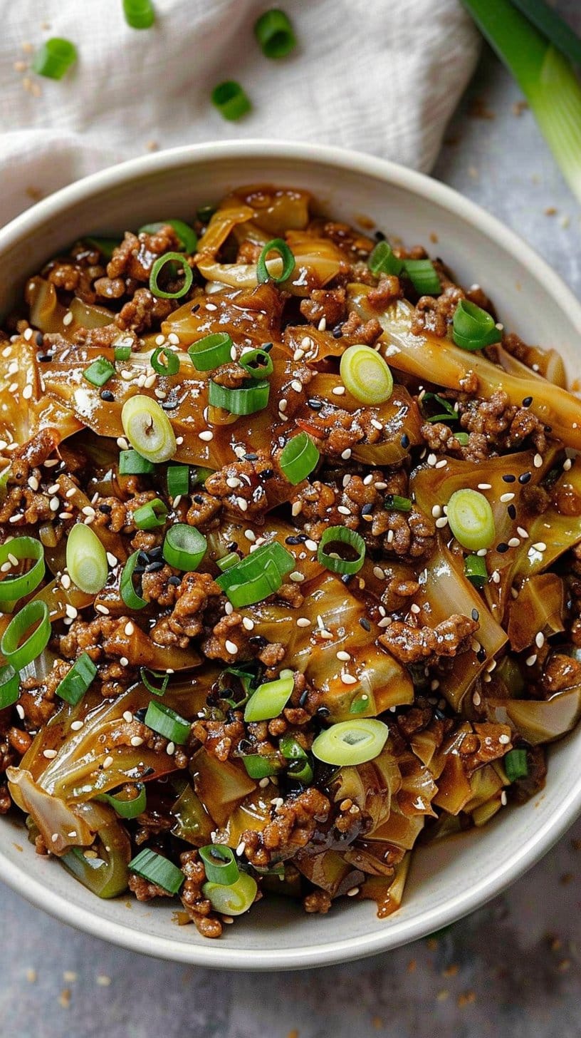 Low Carb Mongolian Ground Beef Cabbage Recipe