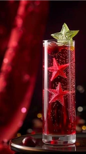 Twinkling Cranberry Sparkler with Star Fruit Garnish