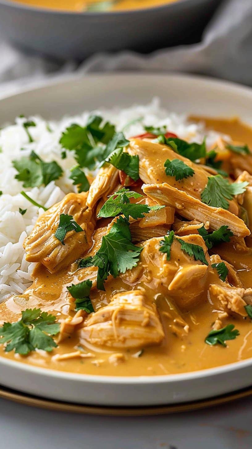 Slow Cooker Basil Chicken In Coconut Curry Sauce